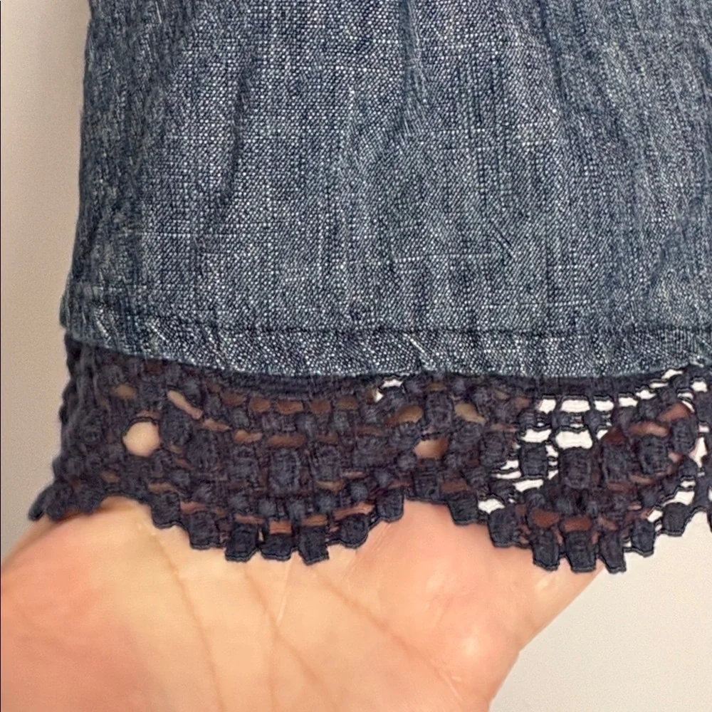Koala Kids Chambray Denim Southwest Embroidered Dress size 2T Crochet Trim